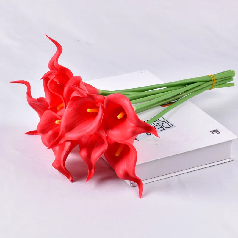 5/10/15/20pcs Real Touch Calla Lily Artificial Flowers – Realistic Faux Calla Lily Bouquet for Wedding Bridal Arrangements, Home Décor & Floral Decoration