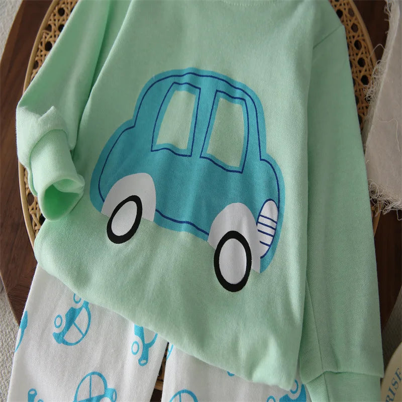 Conjunto de ropa de algodón para niños – Traje de otoño invierno para niños y niñas, cómodo conjunto de pijama de manga larga y pantalones, ropa informal de estar por casa para niños, ropa interior cálida y ropa de regalo de Navidad