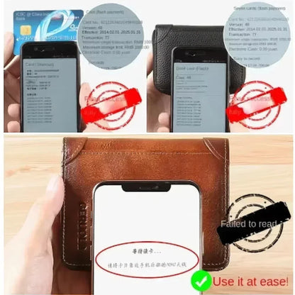 Men's Genuine Leather RFID Blocking Trifold Wallet Slim Vintage ID & Credit Card Holder