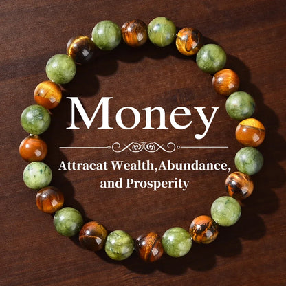 Pulsera de Cuentas de Piedra Natural – Pulsera de Cristal Simbólica para Mujeres y Hombres, Protección Espiritual, Amor Propio y Regalo de Joyería de Moda