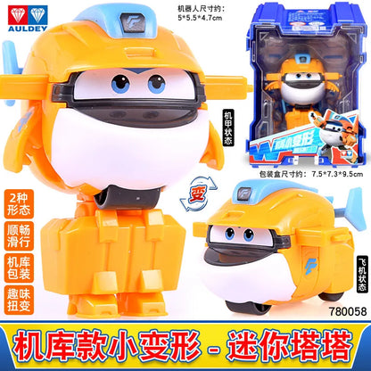Super Wings Mini Transforming Plane Robot Toy – Anime-Style Deformation Action Figure, Transformable Aircraft Toy for Kids & Christmas Gifts