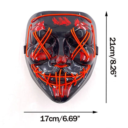 Masque LED sans fil Purge – Masque néon lumineux pour Halloween, fêtes et festivals