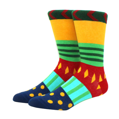 Funny Colorful Hip Hop Socks – Combed Cotton Animal, Astronaut & Geometric Print Socks for Men & Women, Business Dress Wear
