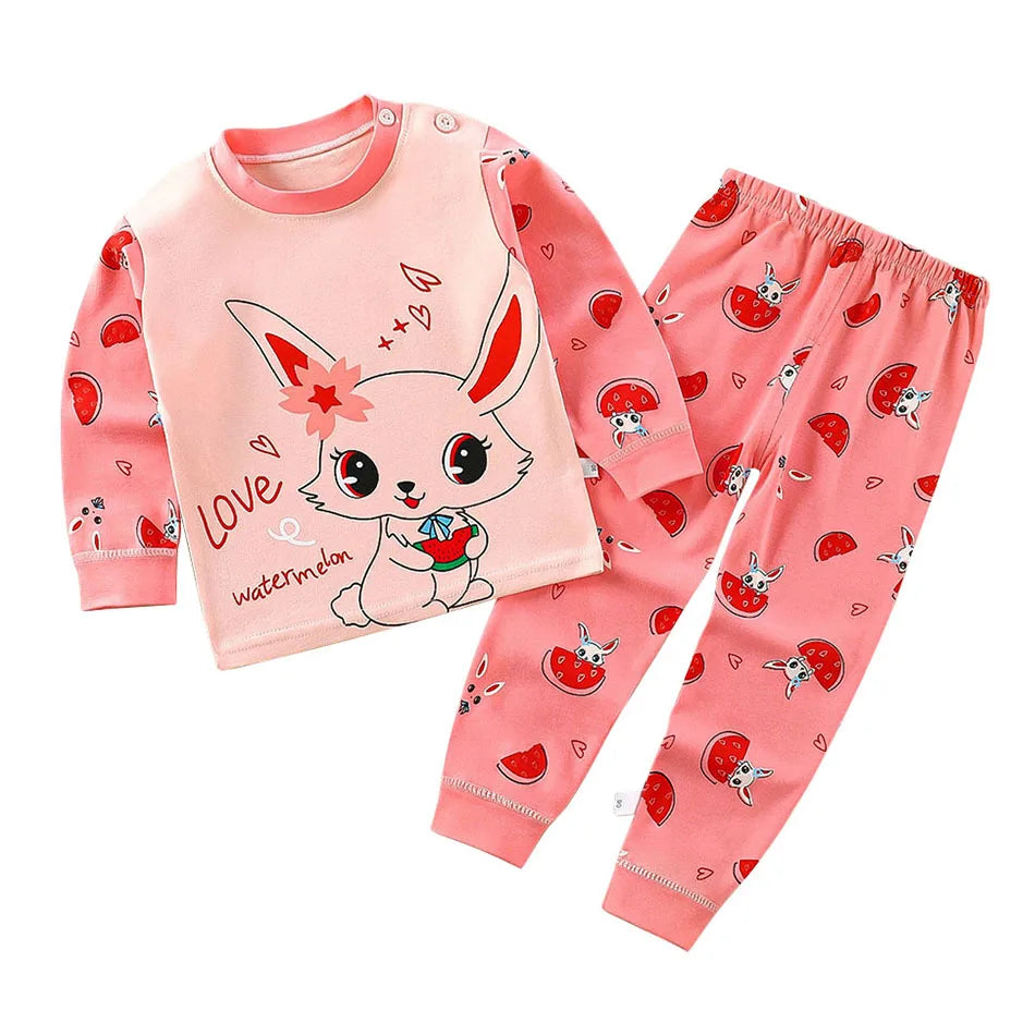 Conjunto de pijama de algodón para niños – Ropa de dormir de dibujos animados de otoño invierno para niños y niñas, conjunto de ropa de descanso suave para niños, ropa de noche acogedora y conjunto para el hogar para un sueño cómodo