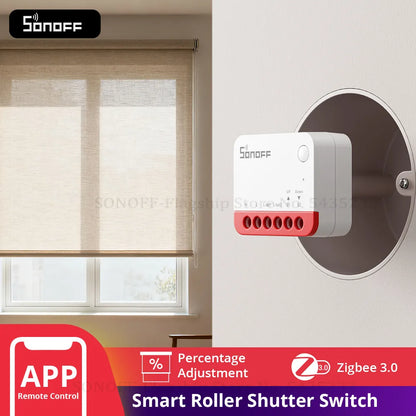 SONOFF MINI-ZBRBS Zigbee Smart Roller Shutter Switch – Controlador inteligente de cortinas, módulo de motor de persianas compatible con ZigBee Hub, automatización de escenas locales e interruptor amplificador de señal para eWeLink Smart Home