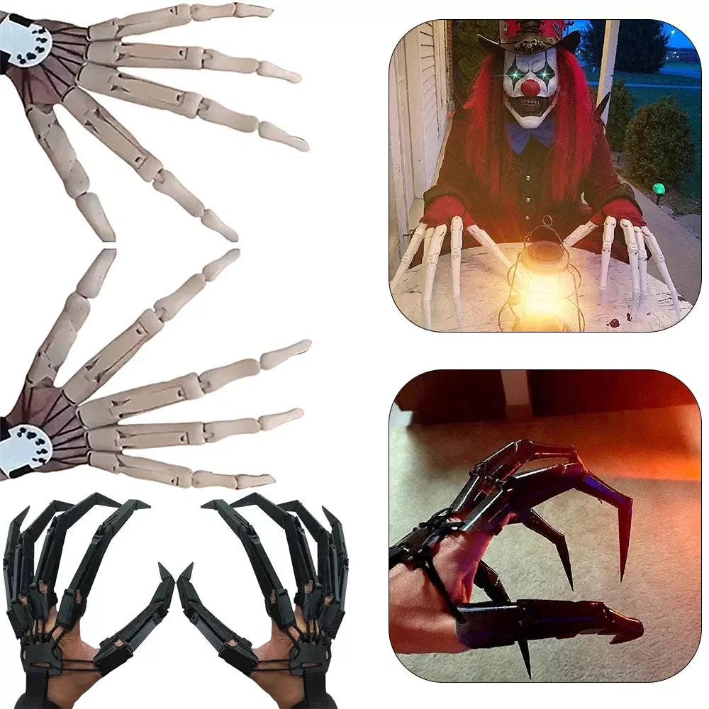 3D Printed Halloween Articulated Finger Extensions – Flexible Movable Long Finger Claw Props for Cosplay, Costumes & Spooky Decorations