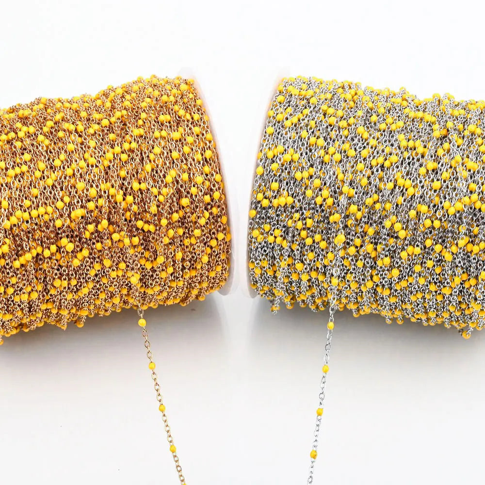 1M Stainless Steel Enamel Bead Chain – Colorful Dripping Oil DIY Chain for Necklaces, Bracelets & Jewelry Making