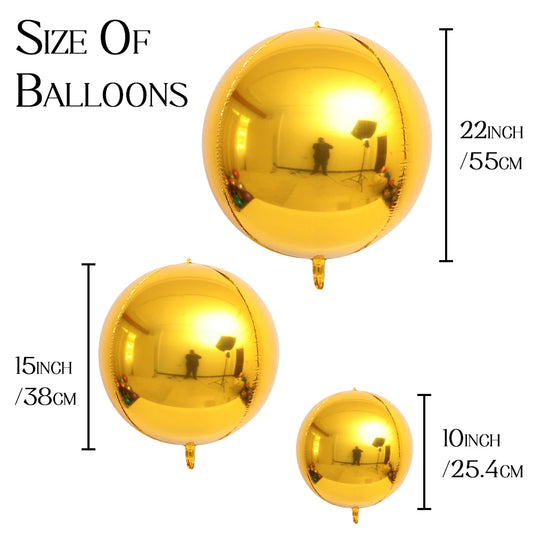 Globos metálicos redondos de aluminio 4D – Decoraciones para fiestas de cumpleaños, bodas y revelaciones de género en oro rosa y plata