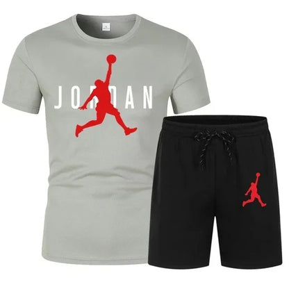 Men's Summer T-Shirt & Shorts Set – Printed Casual 2-Piece Sports Tracksuit for Jogging, Workout & Streetwear