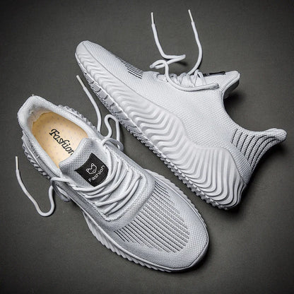 Baskets Blanches Décontractées pour Homme – Chaussures de Marche Respirantes Légères, Baskets de Sport Tendance avec Grandes Tailles