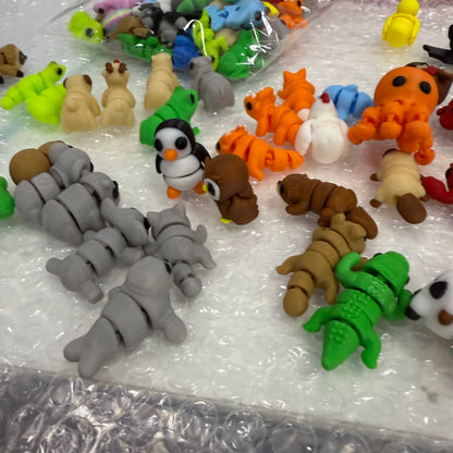 10/50 unidades de figuras de mini animales impresas en 3D – Modelos de simulación de dibujos animados móviles, juguetes coleccionables bonitos, decoración de escritorio y set de regalo de cumpleaños