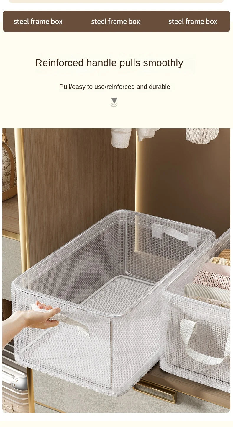 Transparent PVC Storage Box – Waterproof Underwear Organizer Basket with Solid Steel Frame for Home, Bedroom & Dormitory Organization