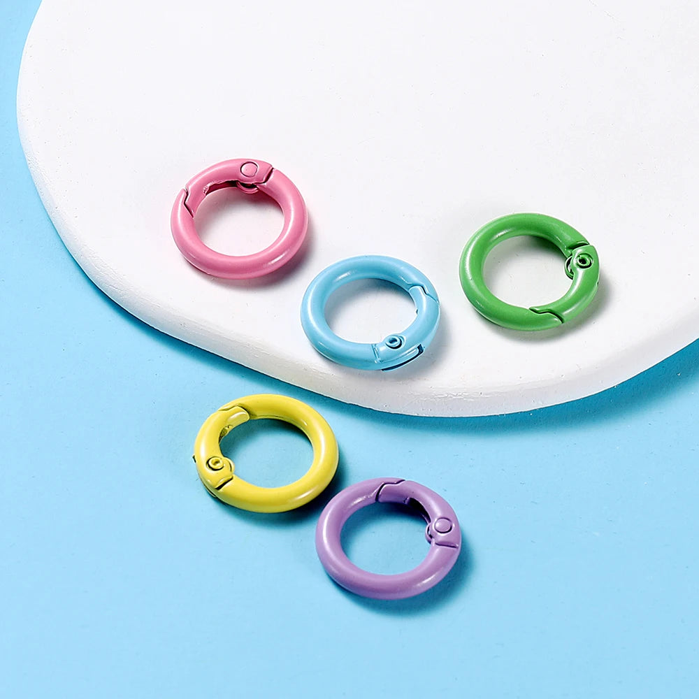 5-Piece Metal Spring O-Ring Carabiner Keychain Clips – Openable Round Buckle Connectors for DIY Keychains, Dog Chains & Jewelry Making