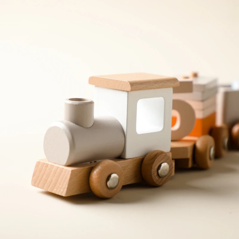 Juguete de Tren de Madera Montessori – Carrito Educativo para Bebés con Bloques Numéricos, Juguete de Madera para el Aprendizaje Temprano, Regalo de Actividad de Aprendizaje Preescolar para Niños Pequeños