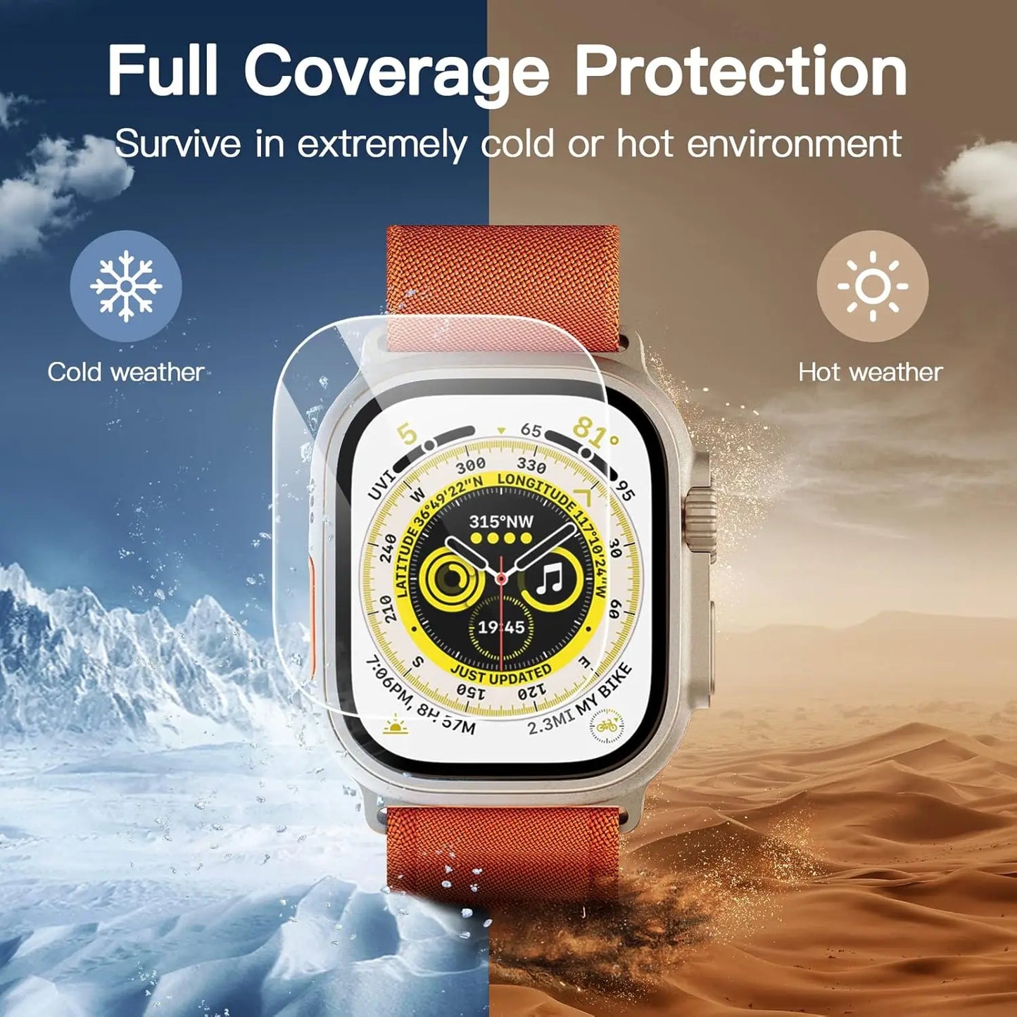 Protector de pantalla de cristal templado para Apple Watch Ultra 49 mm (Ultra 1/2/3) – Película protectora HD resistente a los arañazos con herramienta de instalación de alineación
