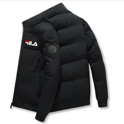 Men’s Short Winter Jacket – Thick Warm Windproof Coat with Zipper & Printed Design, Casual Outdoor Outerwear, Sizes M–5XL
