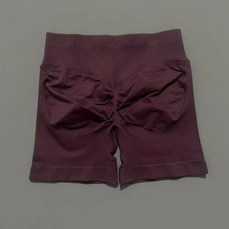 HISTELLO Pantalones cortos de yoga sin costuras de 4.5" para mujer – Pantalones cortos deportivos de talle bajo con efecto fruncido para gimnasio, fitness, correr y ropa deportiva