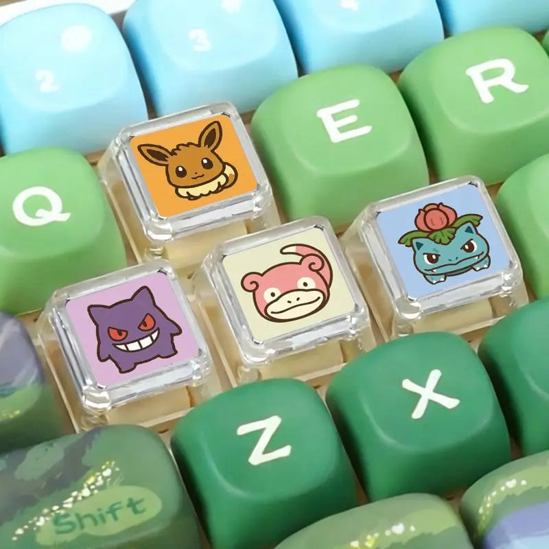 Pokémon Transparent Backlit Keycaps – Cute Custom Crystal Keycaps for Mechanical Keyboard (MX Switch Compatible)