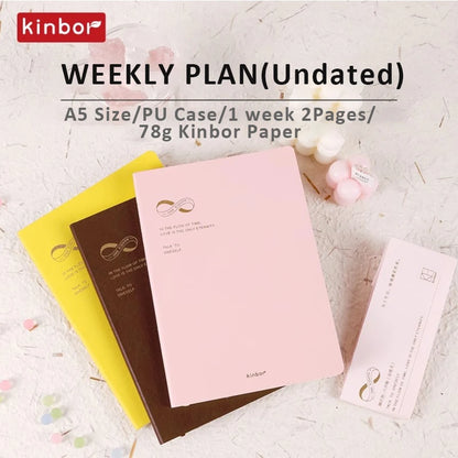 Kinbor Undated Weekly Planner – Portable Daily, Monthly & Schedule Journal Notebook