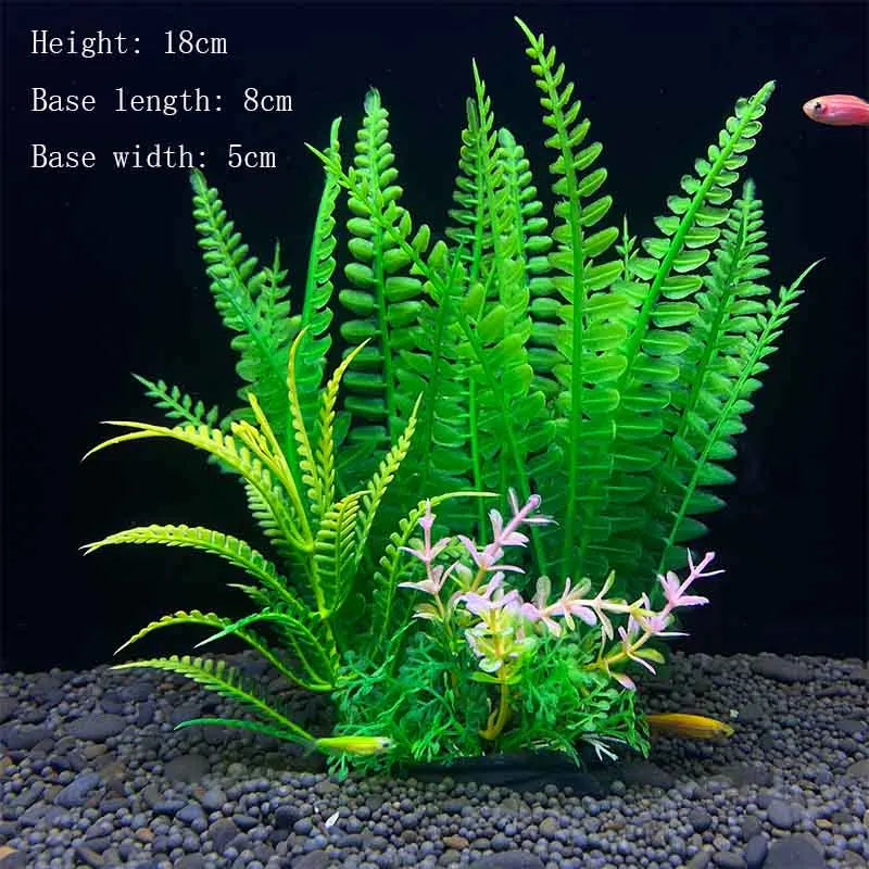 Artificial Underwater Aquarium Plants – Plastic Aquatic Fake Shrubs & Green Water Grass for Fish Tank Landscaping, Realistic Simulated Decor