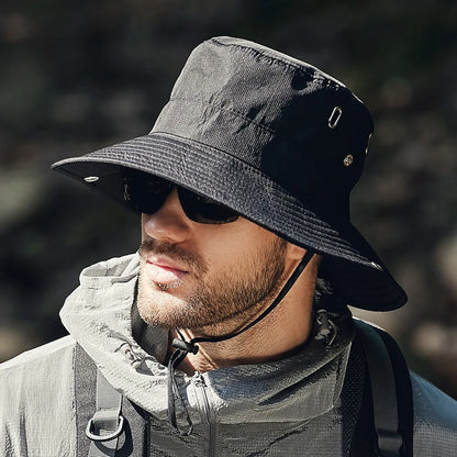 Men's Summer Wide Brim Bucket Hat – Waterproof UV Protection Fisherman Sun Hat for Hiking, Fishing, Climbing & Outdoor Activities