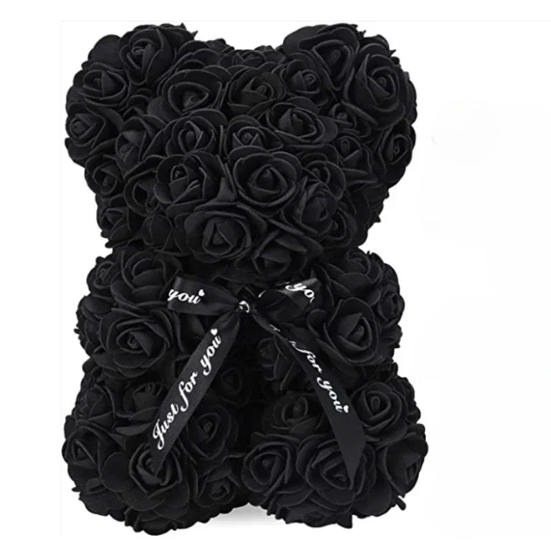 Ourson en roses artificielles – Cadeau fleur éternelle pour la fête des mères, la Saint-Valentin, les anniversaires et les fêtes.