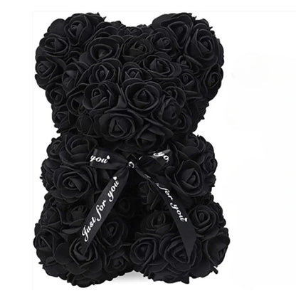 Ourson en roses artificielles – Cadeau fleur éternelle pour la fête des mères, la Saint-Valentin, les anniversaires et les fêtes.