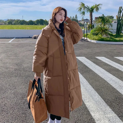 Women’s Long Hooded Winter Parka – Thick Cotton-Padded Puffer Coat, Warm Loose-Fit Jacket for Cold Weather & Snowy Days