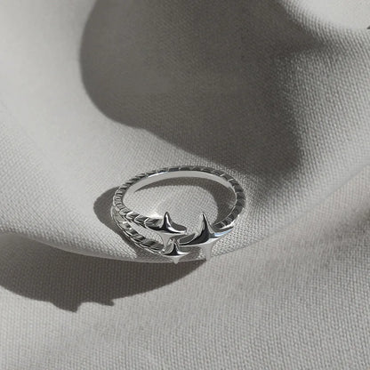 Anillo Ajustable Vintage Cruz y Estrella Irregular – Anillo Abierto Gótico Punk Plateado para Pareja, Hombre y Mujer | Joyería de Regalo Y2K E-Girl