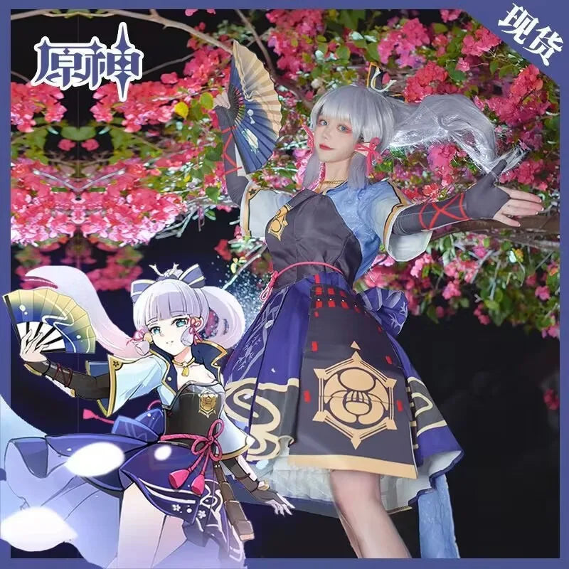 Kamisato Ayaka Cosplay Costume – Genshin Impact Dress with Wig (Women’s Full Fan Set)