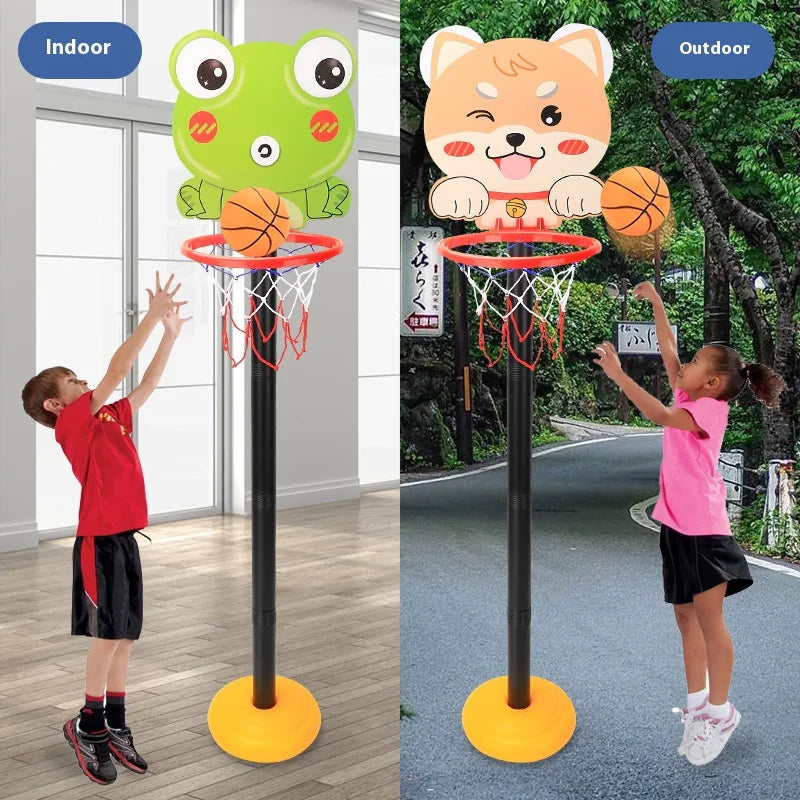 Children’s Version Vertical Adjustable Lifting Basketball Rack – Outdoor & Indoor Sports Cartoon Rebound Parent-Child Interactive Toy