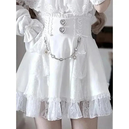 Blusa de mujer de encaje de manga corta estilo lolita japonés 2026, dulce, linda, ajustada, informal, a la moda, para uso diario
