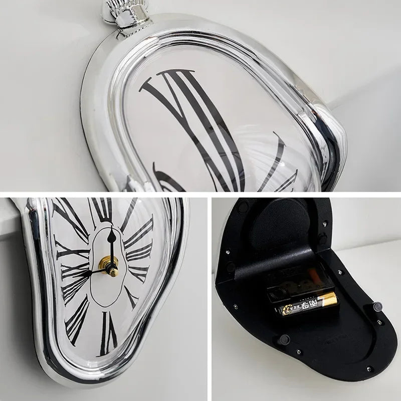 Reloj de pared creativo surrealista que se derrite – Reloj decorativo moderno distorsionado para el hogar, la oficina y la sala de estar