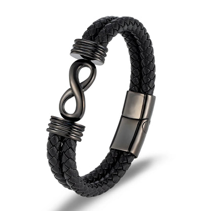 Inspirational Infinity Number 8 Leather Bracelet for Men – Motivational Cuff Bangle, Anniversary & Father’s Day Gift