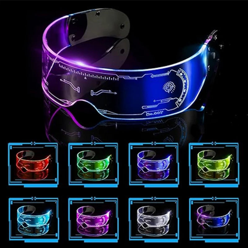 Gafas LED ciberpunk luminosas – Gafas futuristas con luz para cosplay, raves y fiestas de Halloween