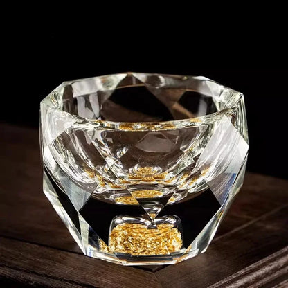 50ml Crystal Shot Glass, Diamond Faceted Double-Bottom Glass Cup, Elegant Whiskey Liquor Glass, Mini Espresso and Tea Cup, Luxury Bar Drinkware
