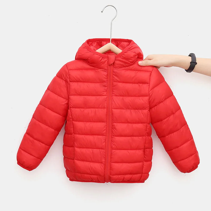 dsGirls Winter Jacket 3-12 Years, Thick Warm Hooded Coat with Zipper, Waterproof Autumn and Christmas Outerwear for Ki
