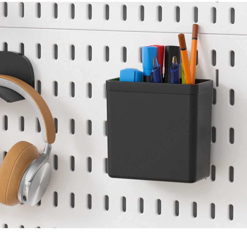Kit de organización modular de pared con tablero perforado (Pegboard) para bricolaje – Paneles de almacenamiento colgantes sin taladro para cuartos de manualidades, oficina y organización del hogar