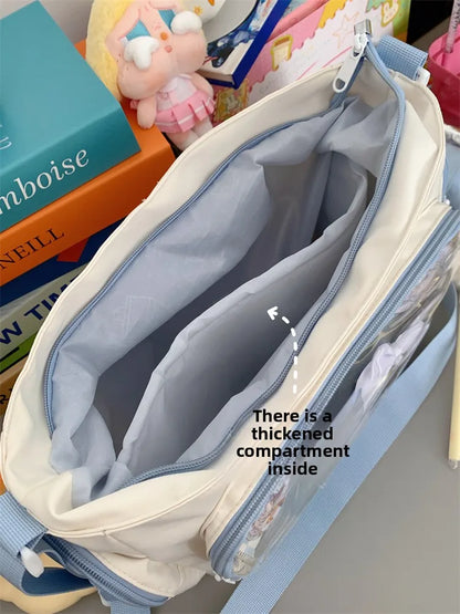 Bolso bandolera transparente de moda – Bolso de hombro Ita de gran capacidad para niñas, bolso mensajero de estilo escolar a la moda, bolso Kawaii versátil para uso diario y accesorios