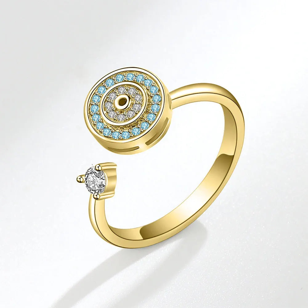 Anillo giratorio antiestrés de mariposa y flor con diamantes de imitación – Anillo giratorio antiansiedad para mujer | Joyería ajustable para aliviar el estrés