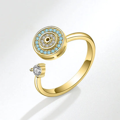 Anillo giratorio antiestrés de mariposa y flor con diamantes de imitación – Anillo giratorio antiansiedad para mujer | Joyería ajustable para aliviar el estrés
