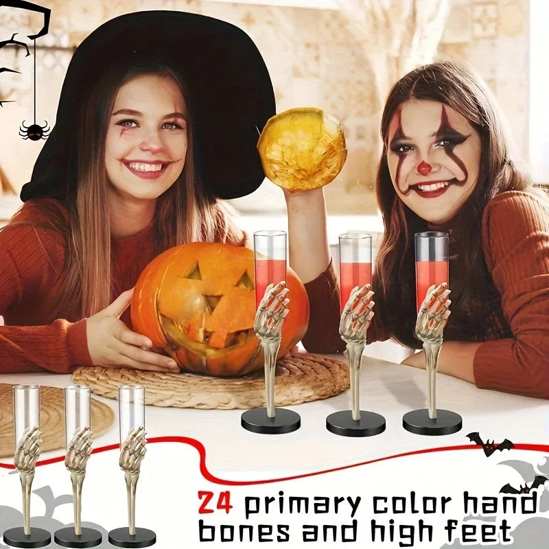 Halloween Skeleton Hand Goblet – Retro Plastic Champagne Flute with Skull Hand Arm Design for Halloween Party, Bar & Table Decor