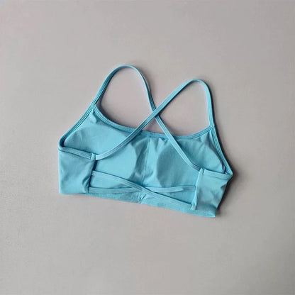 Women’s Cross Back Sports Bra – Shockproof Gathered Gym & Running Yoga Vest for Summer Fitness