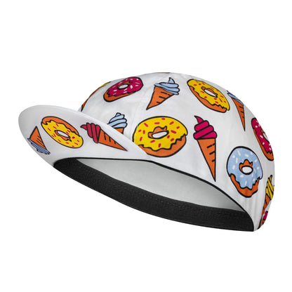 SweetMatt Retro Cycling Cap – Cartoon Beer, Coffee & Ice Cream Print Quick-Dry Polyester Sports Hat for Summer Bike Riding