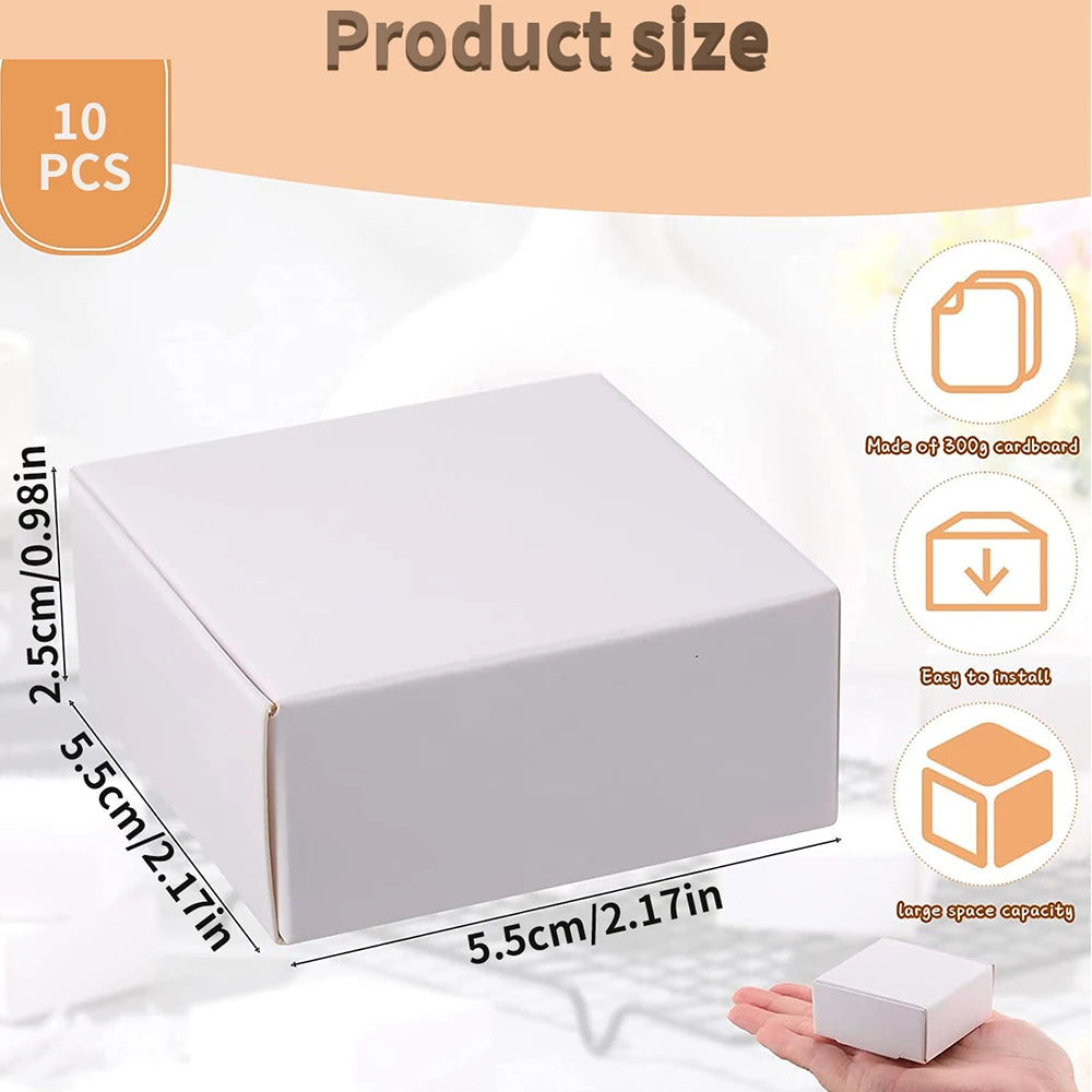 10 petites boîtes cadeaux en papier kraft pour bijoux, boucles d'oreilles, bagues, ornements et emballage cadeau en carton (5,5 x 5,5 x 2,5 cm)