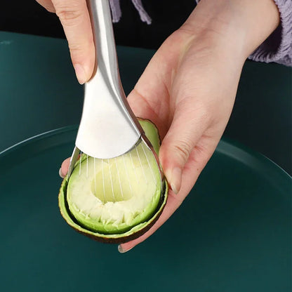 Stainless Steel Avocado & Fruit Slicer – Multi-Function Kitchen Cutting Tool for Avocado, Dragon Fruit & Other Fruits