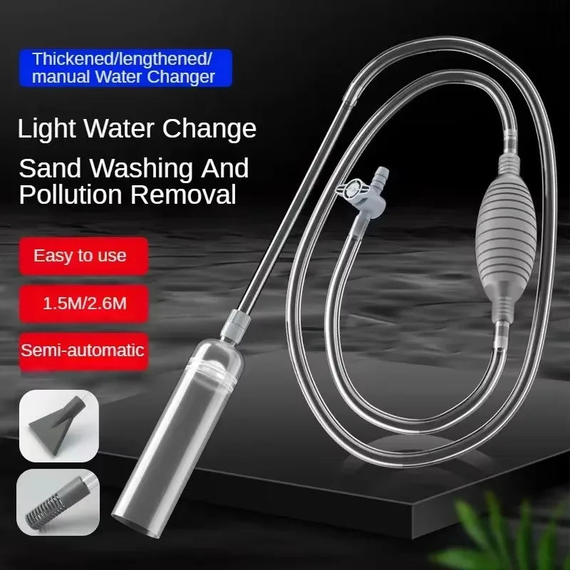 Aquarium Siphon Gravel Vacuum Cleaner – Large Fish Tank Water Changer with Sand Cleaning Kit & Extension Tube for Easy Maintenance