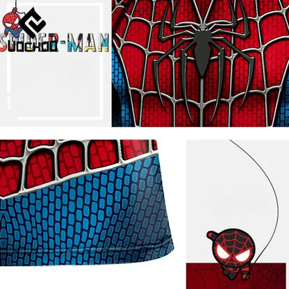 Spider-Inspired Superhero Compression Shirt for Men – Red Blue Long Sleeve Cosplay Workout Performance Top