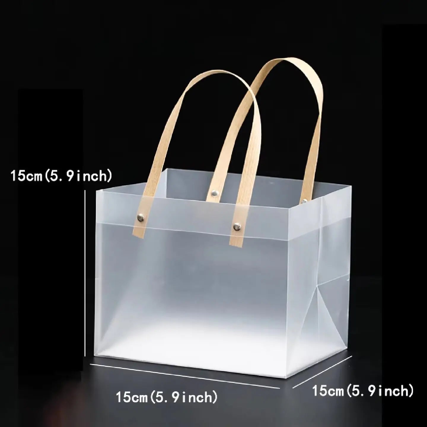 10PCS Frosted Transparent Plastic Gift Bags with Handles for Retail, Gifts, Shopping & Packaging