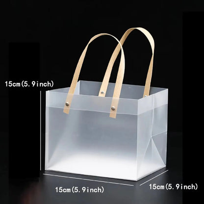 10PCS Frosted Transparent Plastic Gift Bags with Handles for Retail, Gifts, Shopping & Packaging